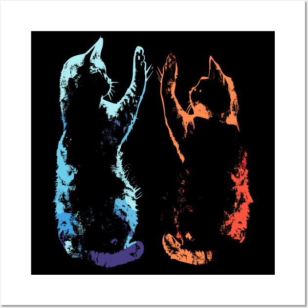 Black Cats High Five Wall Art by podtuts
